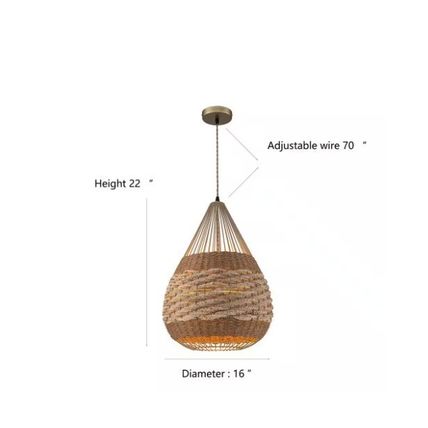 ELE Light & Décor Palma 1-Light 2-Tone Natural Woven Teardrop Pendant Light