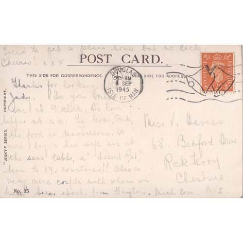 Vintage Greetings Card 1945 - I'm Hurrying For The Post