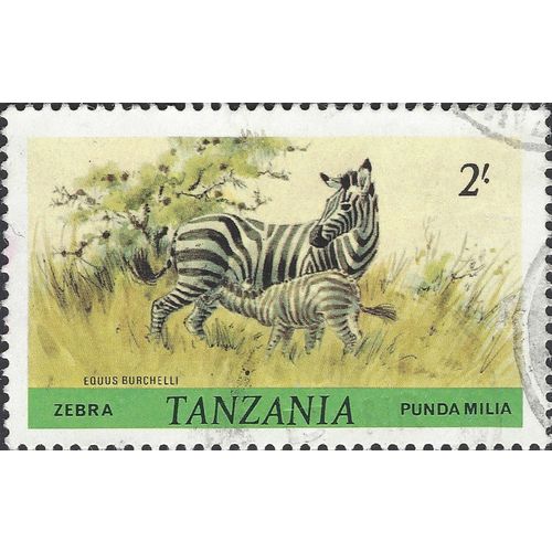 TANZANIA, MAMMAL, Burchell's Zebra, green 1980, 2/-