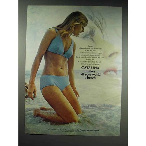 1970 Catalina Bikini Swimsuit Ad - All World A Beach