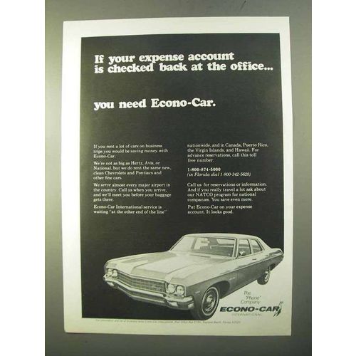 1970 Econo-Car Car Rental Ad - Your Expense Account