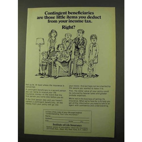 1971 Institute of Life Insurance Ad - Beneficiaries