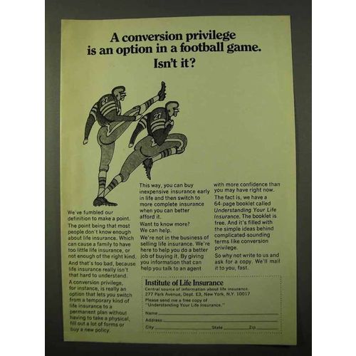 1971 Institute of Life Insurance Ad - Conversion