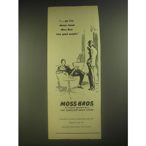 1958 Moss Bros. Fashion Ad - yes I've always found Moss Bros very good people