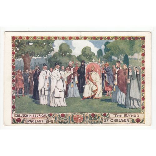 The Synod Chelsea Historical Pageant London Postcard has Pin-holes