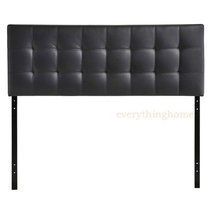 Queen Headboard Brown, Black, White Modern Button Tufted Vinyl Upholstered