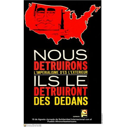 Political OSPAAAL POSTER.Solidarity w/ AfroAmerican people..Civil rights. French
