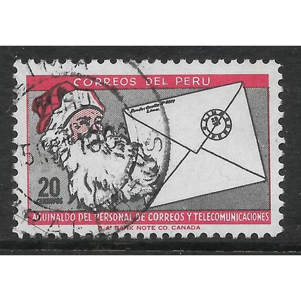 PERU 1964 CHRISTMAS 20c FATHER CHRISTMAS & ENVELOPE SG 904 FINE USED