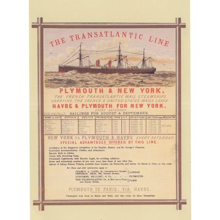 Transatlantic Line Plymouth Ship New York Service Poster Postcard