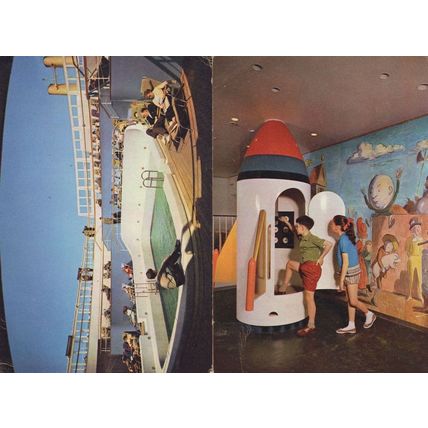 SS Canberra Ship Childrens Space Rocket 1960s Interior 2x Postcard