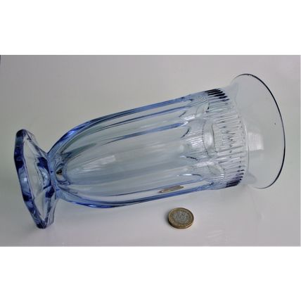 Art Deco Blue Glass Trumpet Vase. (Possibly Bernsdorf?)