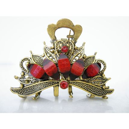 Medium jeweled antique bronze hair claw clip