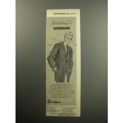 1957 Gordon of Philadelphia Fashion Ad - According to Gordon