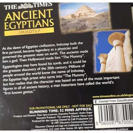 Ancient Egyptians DVD Promo The Times Imhotep Documentary