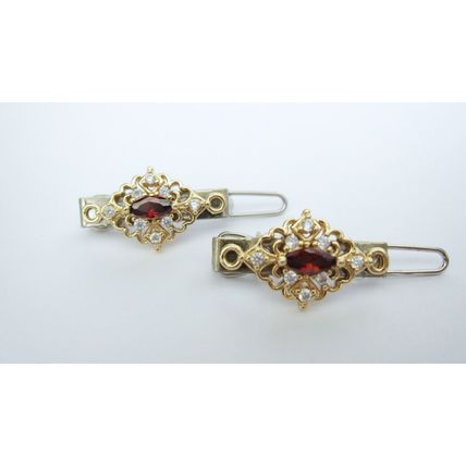 "Enhance Your Hair with Elegance: Two Exquisite Gold Tone Red Crystal Hair Pin