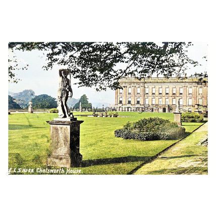 ptc7108 - Derbys' - An early view of Chatsworth House & Gardens - print 6x4
