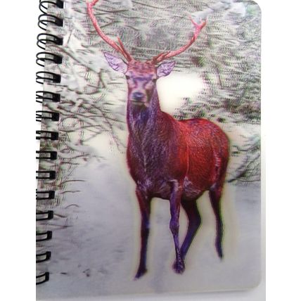 Stag in snow 3D image on the cover of a pocket Notebook