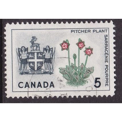 Canada 1966 Pitcher Plant and Newfoundland Arms 5c Fine Used SG 552 VGC
