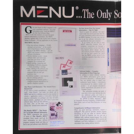 MENU - The One Stop Software Shop - original promo brochure, 1988.