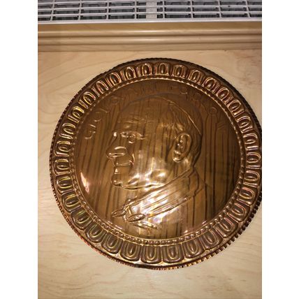 Two Copper Coloured Tin/metal Wall Plates - St Peter’s Rome, Pope John Paul II.
