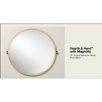30" Round Bathroom Vanity Pivot Mirror - Brass Finish - Hearth & Hand