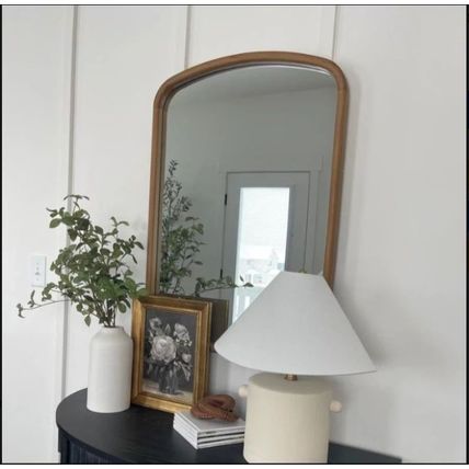 24" x 34" Wood Arch Decorative Wall Mirror, Natural - by Threshold designed