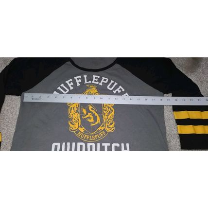 Harry Potter Hufflepuff Baseball Tee 3/4 Sleeves SLIM Size L LARGE Hogwarts Gift
