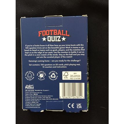 Football based quiz card game, very good condition