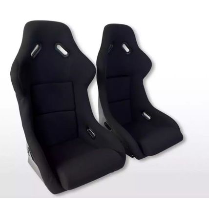 FK Pair of Universal Motorsport Racing Sports Bucket Seats Fixed Back Black