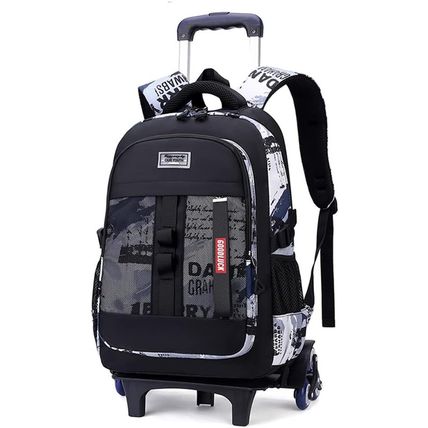 Boys Rolling Backpack Wheeled Backpack Kids School Bag with 6 Wheels Trolley Boo