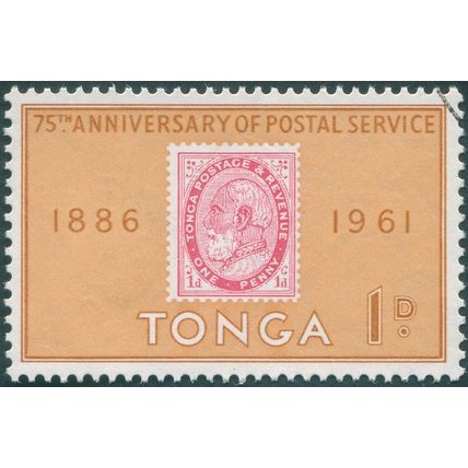 Tonga 1961 1d carmine & brown-orange Tongan Postal Service Anniversary SG115 CTO