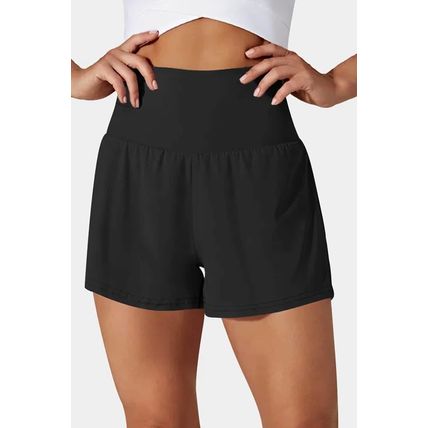 Black Pocketed Wide Waistband Swim Shorts