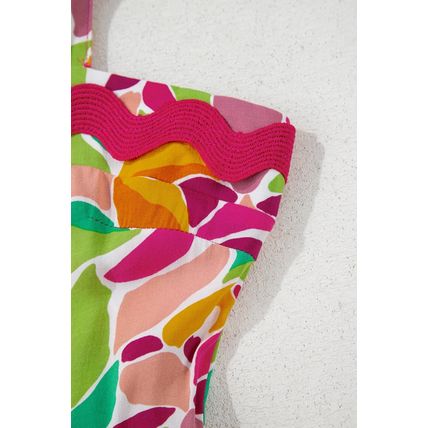 Multicolour Floral Tied Straps Ricrac Trim Maxi Dress