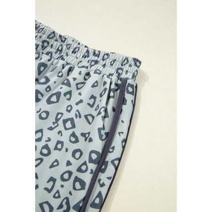 Gray Leopard High Waist Side Bow Straight Leg