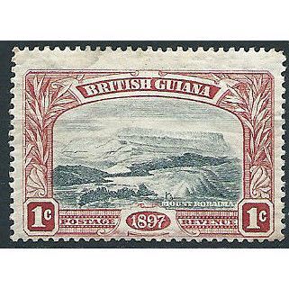 British Guiana 1898 SG216 1c Blue-Black & Carmine-Red Mounted Mint ... .