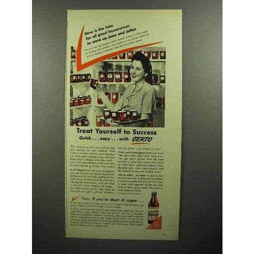 1945 Certo Pectin Ad - Treat Yourself to Success