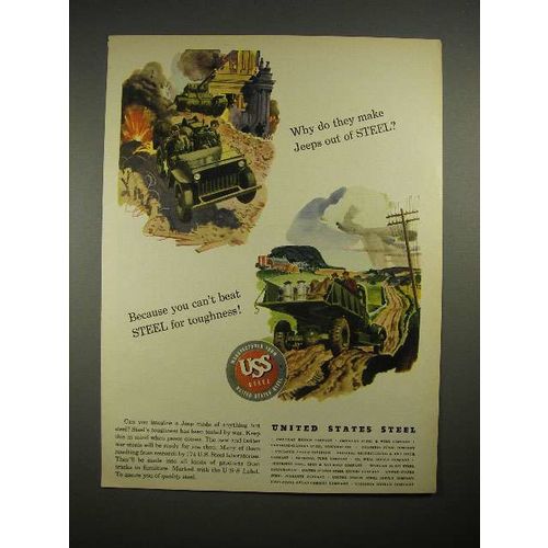 1944 WWII United States Steel Ad - Jeep