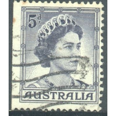 Australia 1959 - SG314 - 5d blue - Queen Elizabeth 11 - used 5