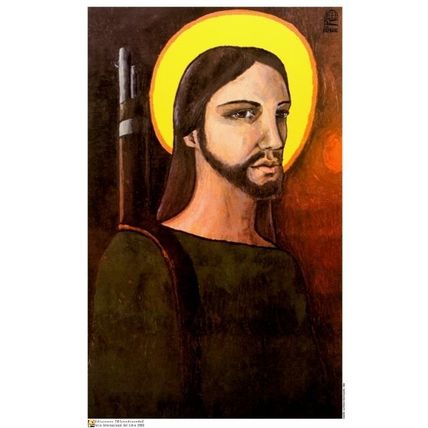 Political POSTER.CRISTO Armed Guerrilla Rebel.Christ Socialist Cold War art.ot1