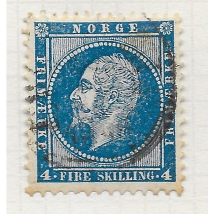 NORWAY 1856 OSCAR 1 CLASSIC FIRE SKILLING 4Sk BLUE CDS PMK