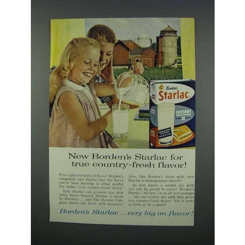 1962 Borden's Starlac Instant Milk Ad - Country-Fresh