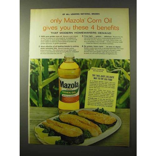 1964 Mazola Corn Oil Ad - These 4 Benefits