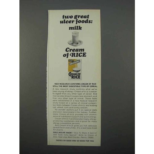 1966 Cream of Rice Cereal ad - Two Great Ulcer Foods