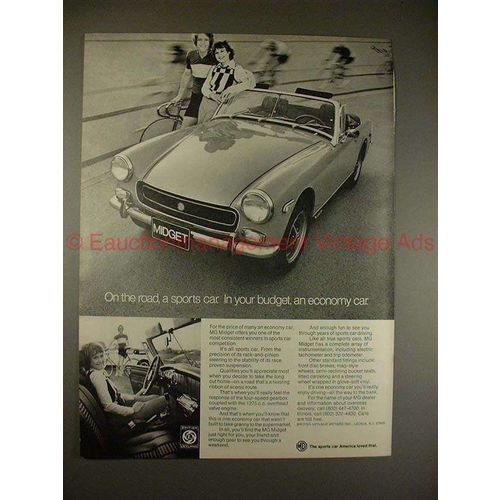 1973 MG Midget Car Ad, On the Road, A Sports Car NICE!