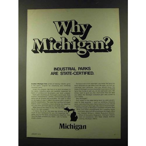 1973 Michigan Commerce Ad - Why Michigan?