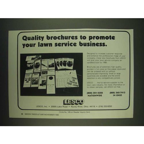 1985 Lesco Lawn Care Products Ad - Quality brochures to promote your lawn