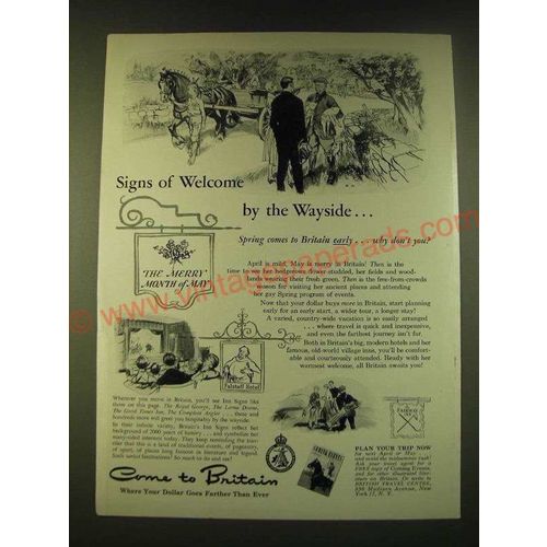 1950 Britain Tourism Ad - Signs of Welcome by the Wayside