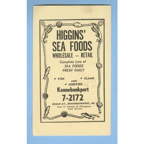 ME Kennebunkport Penny Post Card Advertising Higgins Sea Foods me_album, ~1025
