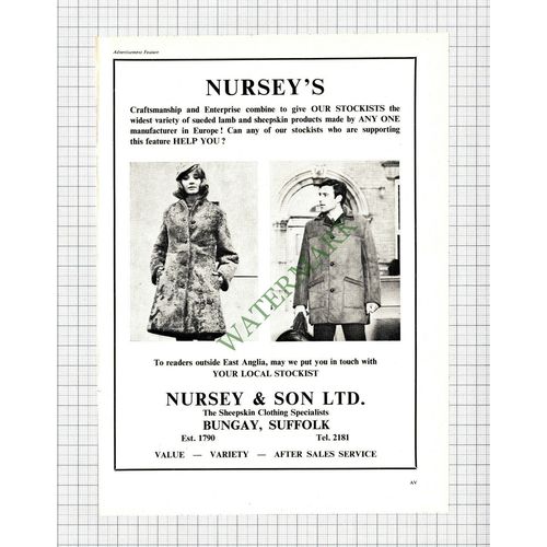 9150) Nursey & Son Bungay Suffolk - 1972 Article