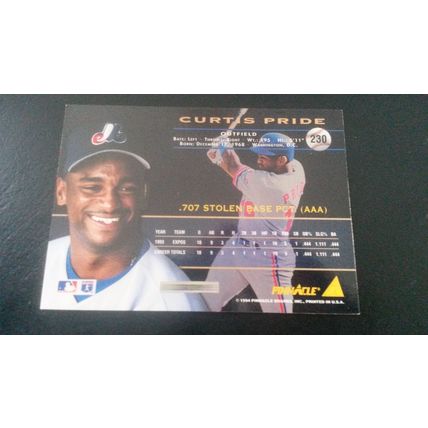 1994 Pinnacle Card # 230 Curtis Pride Autograph Montreal Expos